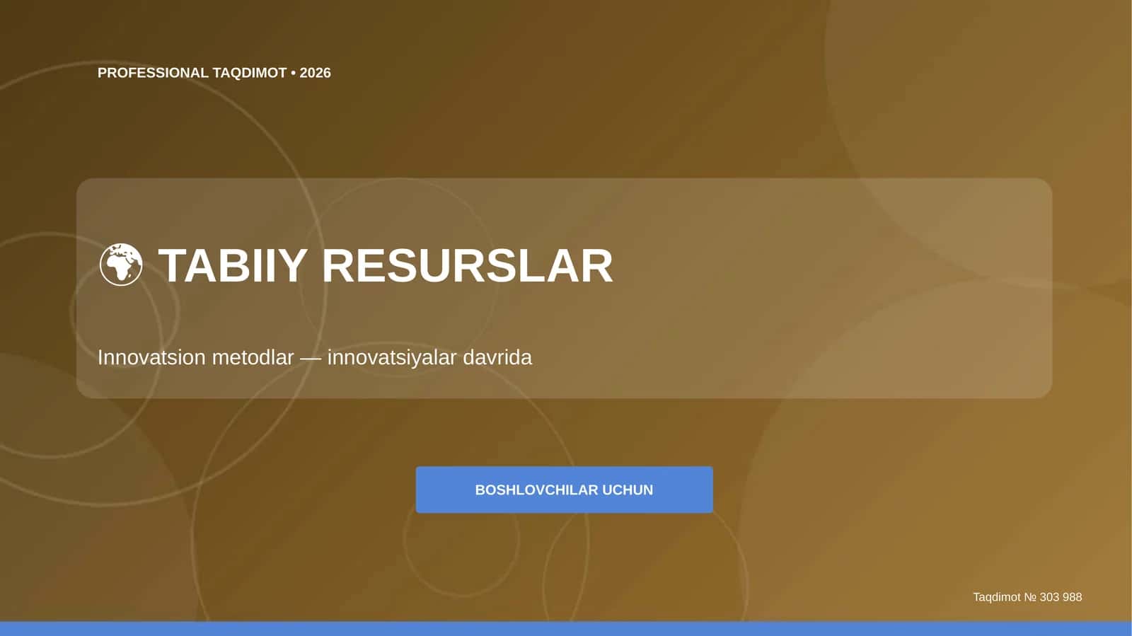 Tabiiy resurslar: innovatsion metodlar (innovatsiyalar davrida)
