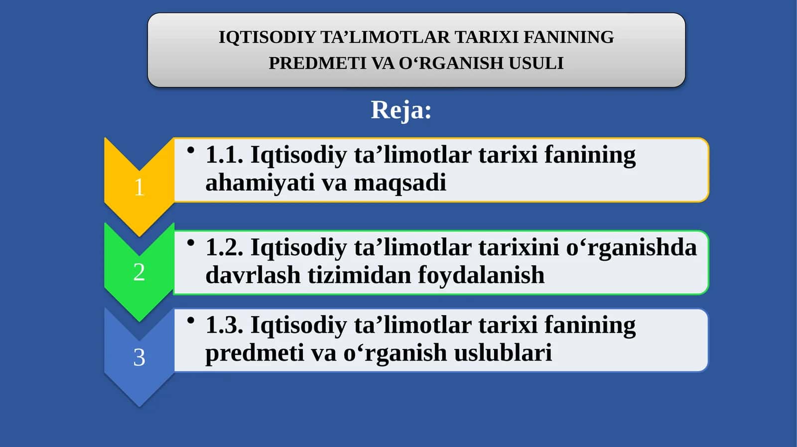 Iqtisodiy ta`limotlar tarixi faniga kirish