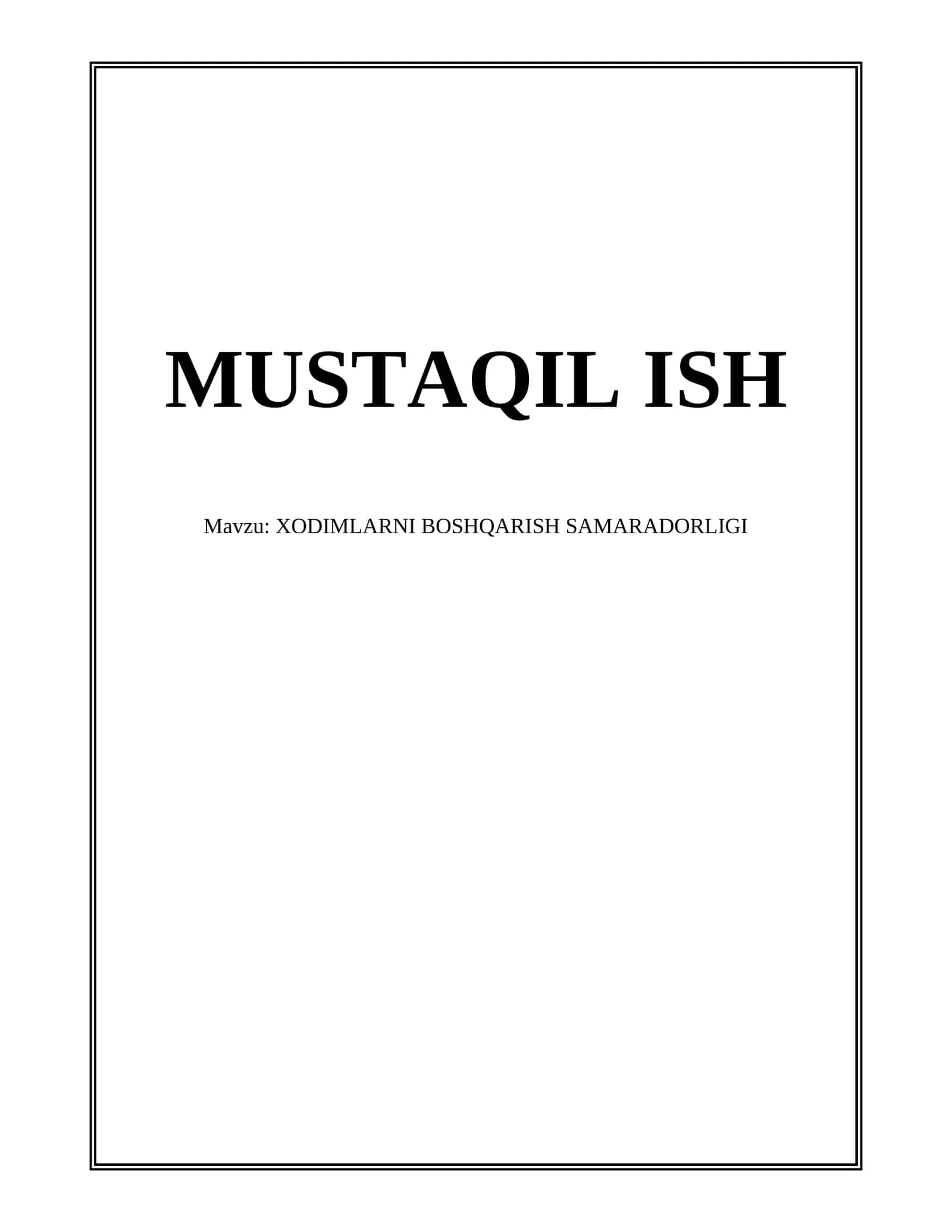 Xodimlarni Boshqarish Samaradorligi
