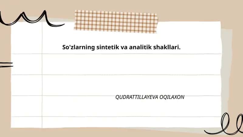 Sintetik va analitik shakllar
