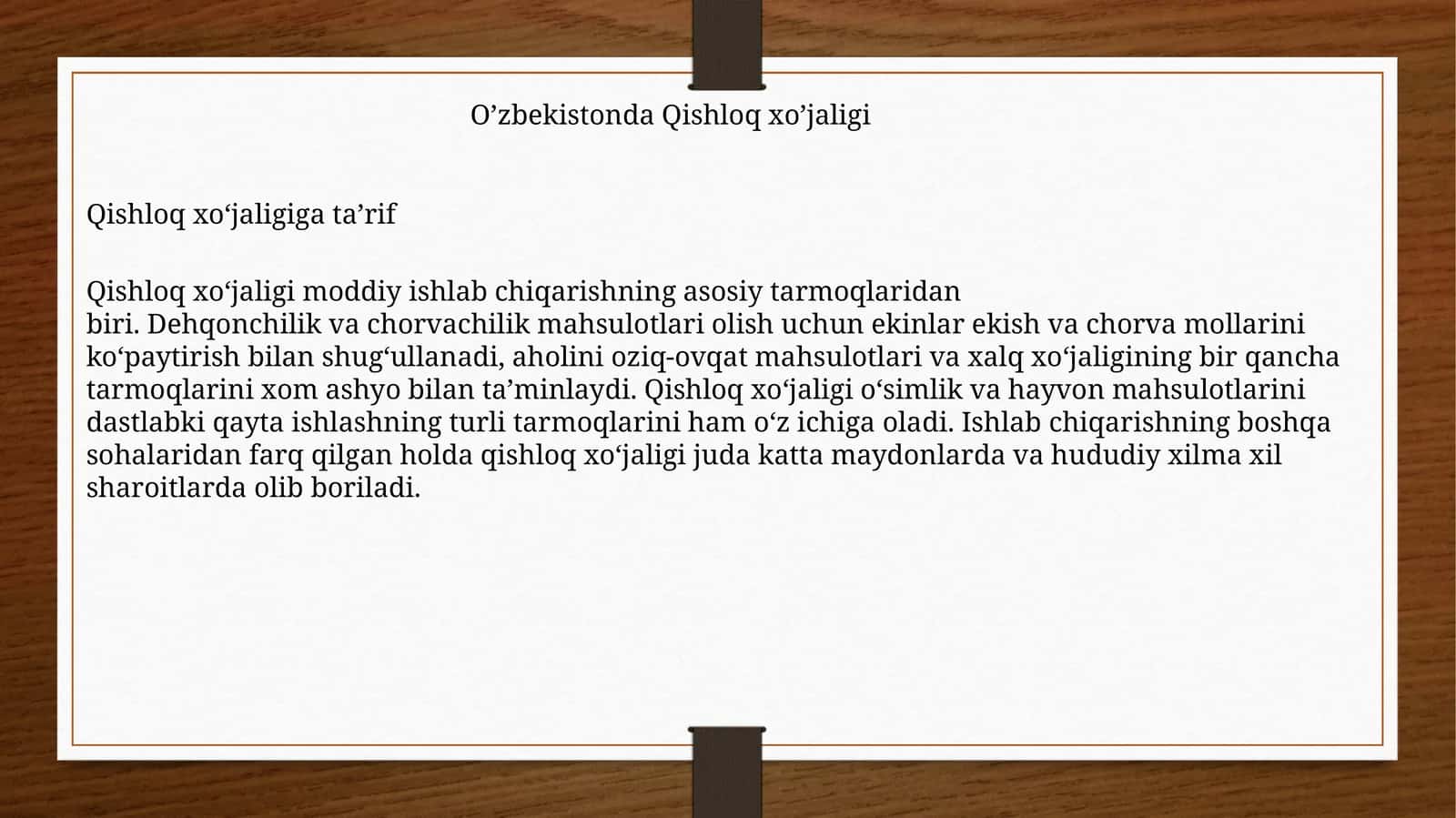 Qishloq xo’jaligi