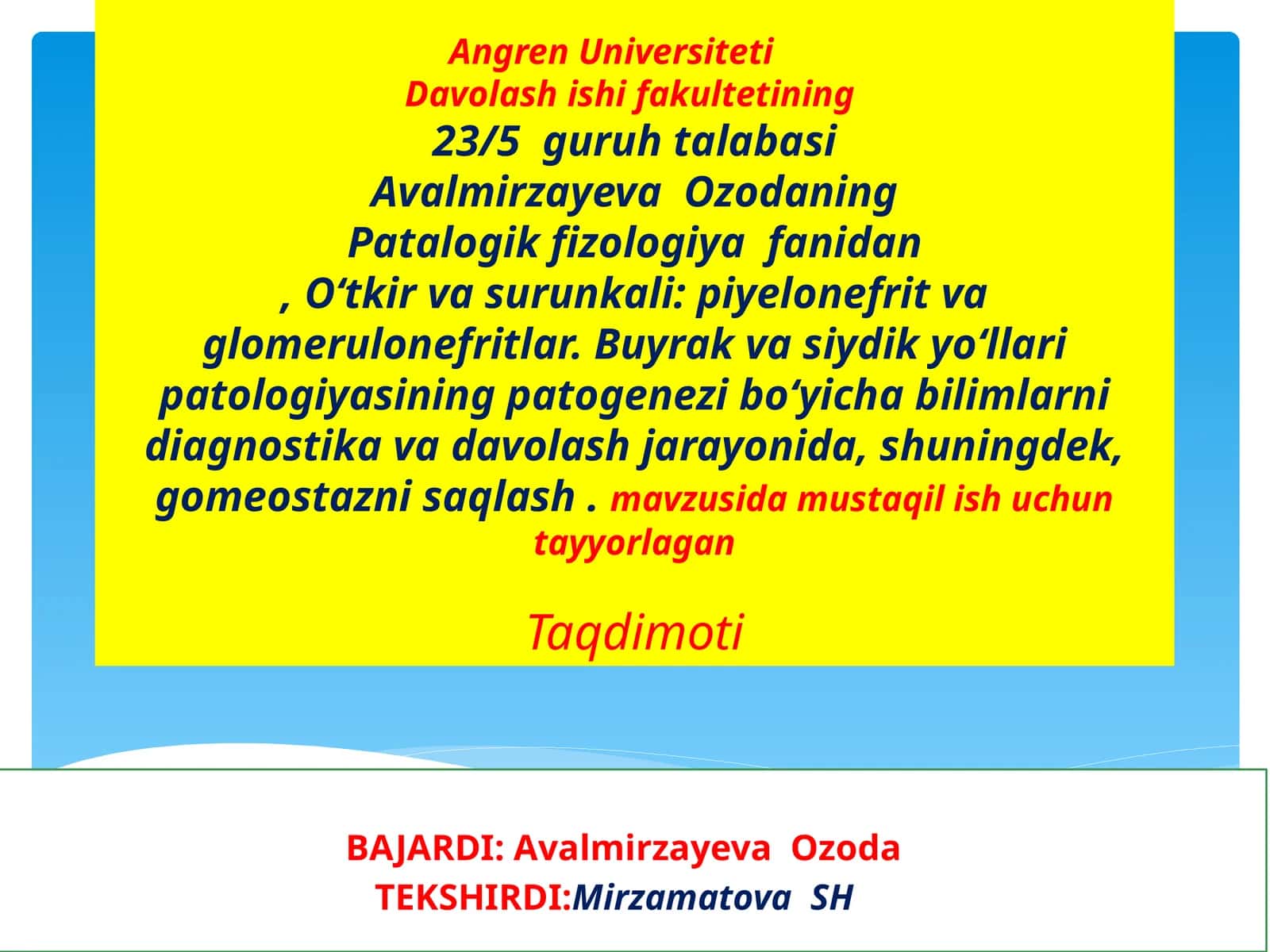 Buyrak va siydik yo'llari anatomiyasi va fiziologiyasi