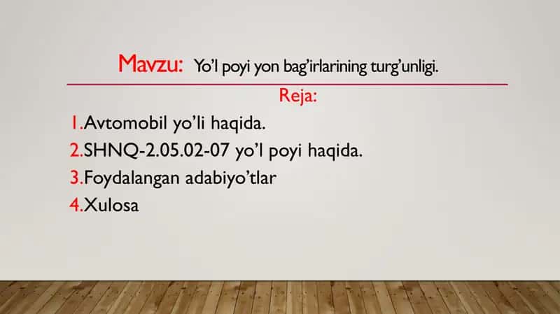 Yo’l poyi yon bag’irlarining turg’unligi