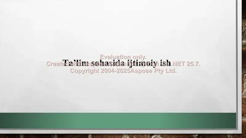 Ta'lim sohasida ijtimoiy ish