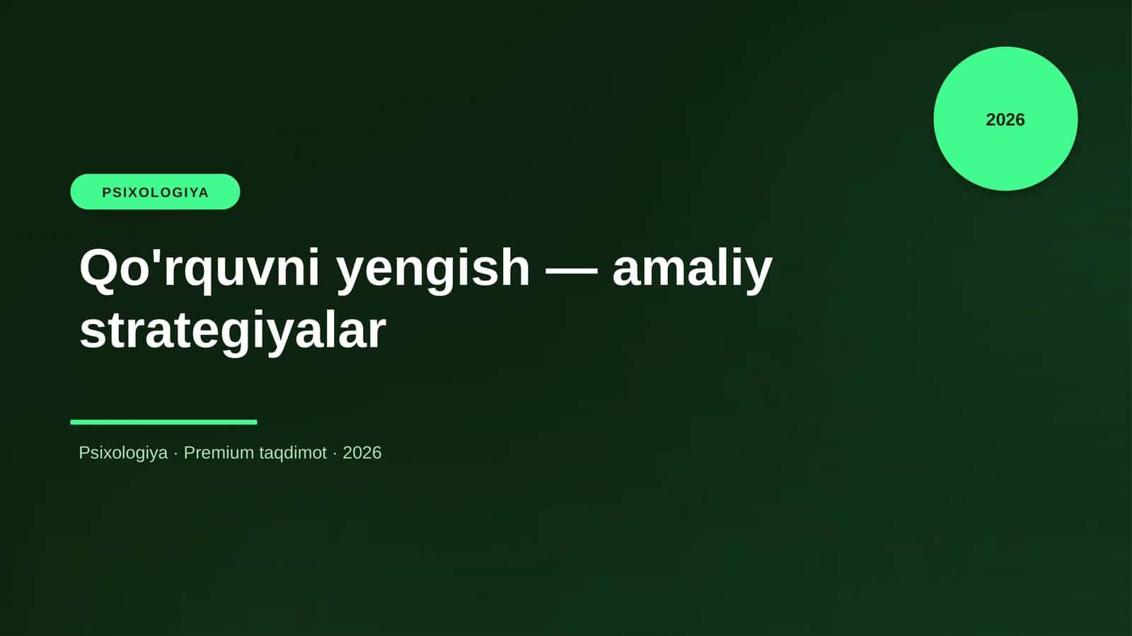 Qo'rquvni yengish — amaliy strategiyalar
