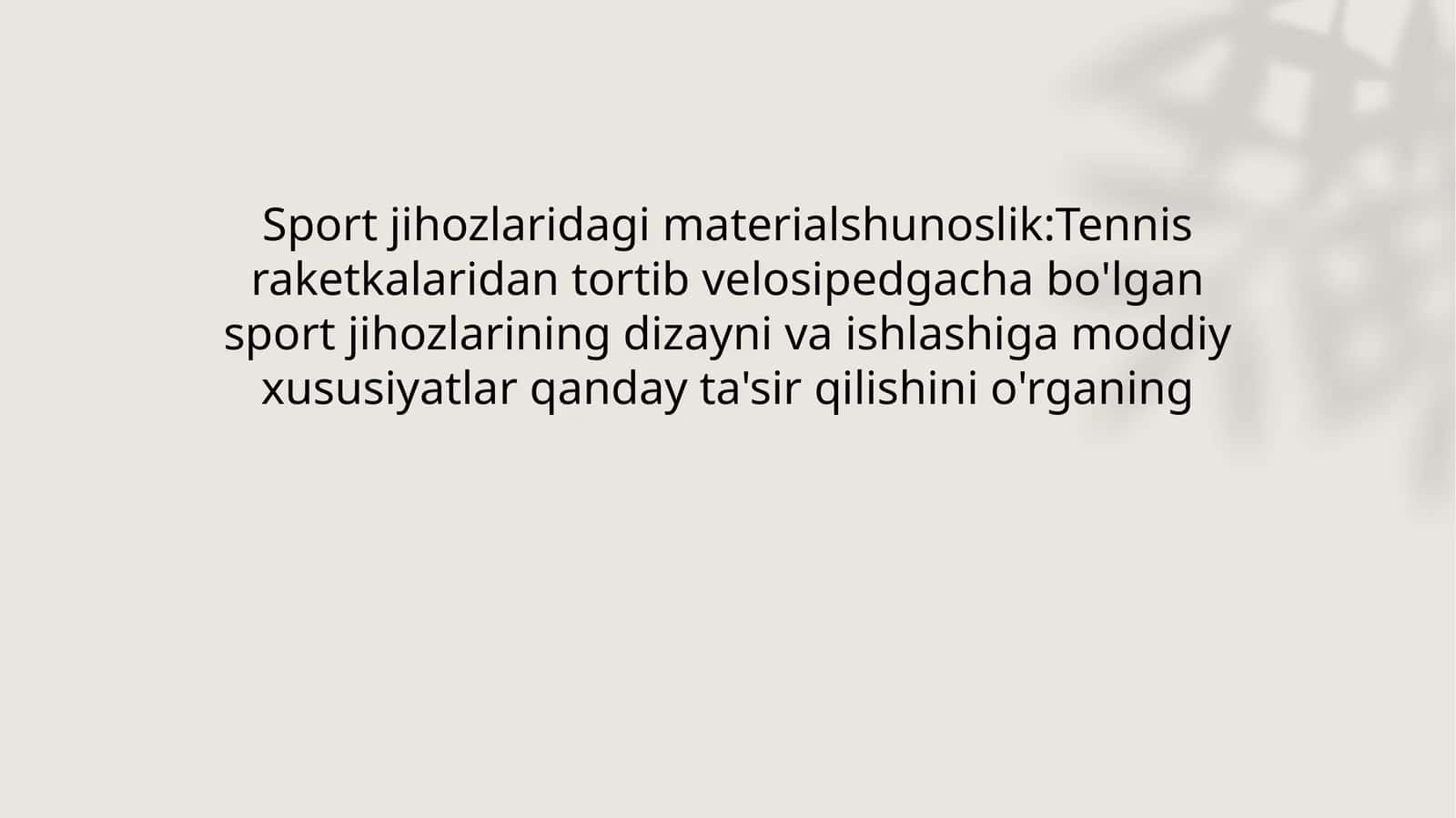 Sport jihozlaridagi materialshunoslik