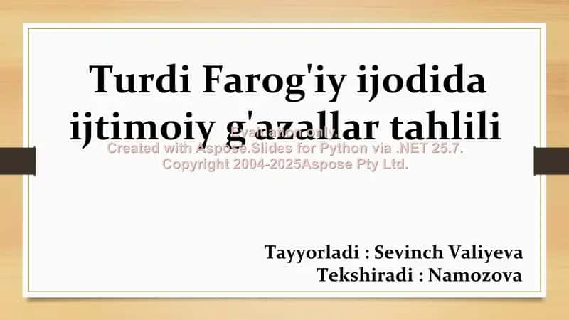 Turdi Farog'iy ijodida ijtimoiy g'azallar tahlili