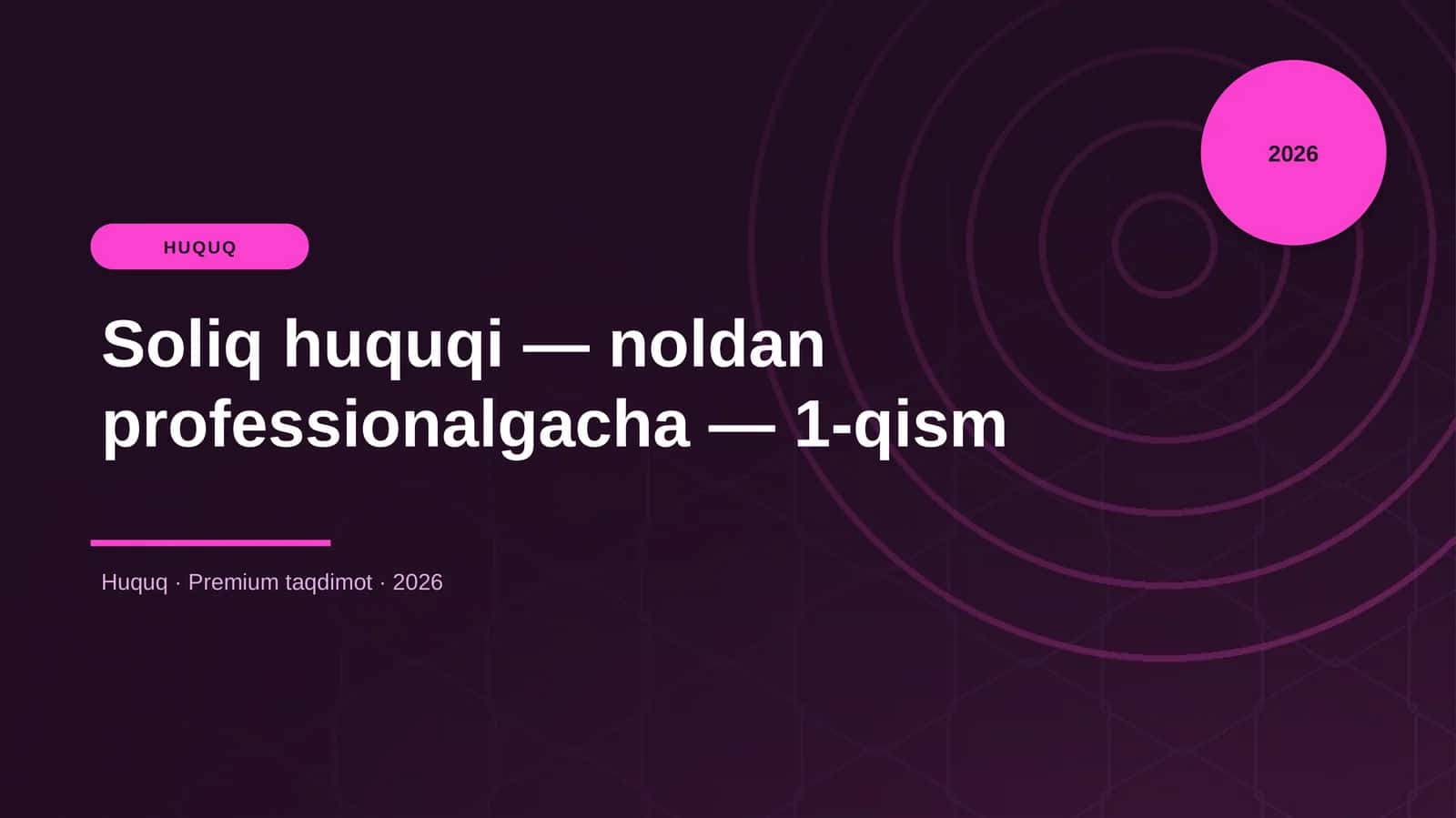 Soliq huquqi — noldan professionalgacha — 1-qism