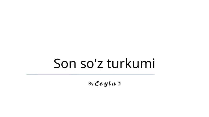 Son so'z turkumi