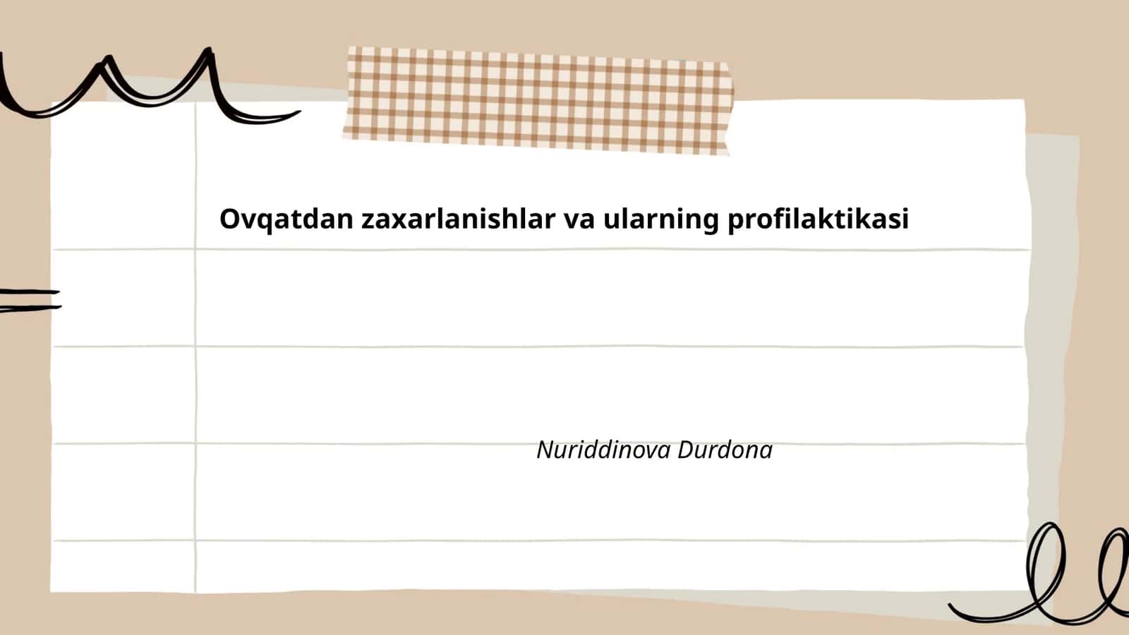 Ovqatdan zaxarlanishlar va ularning profilaktikasi