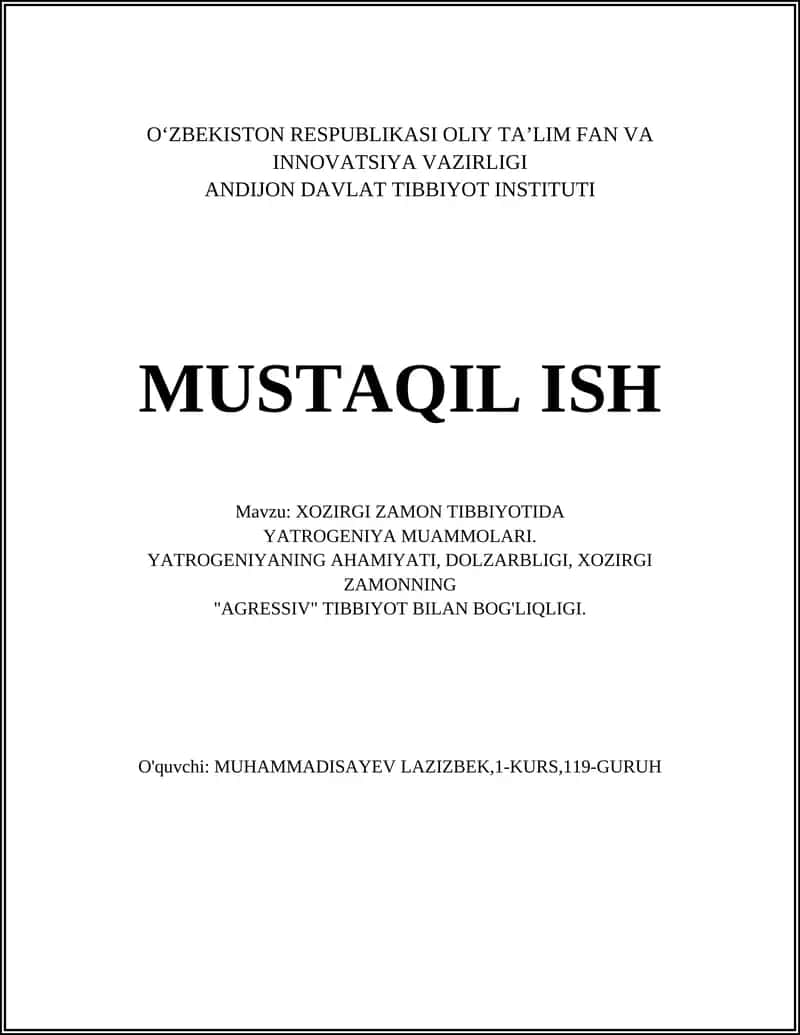 Yatrogeniya Muammolari