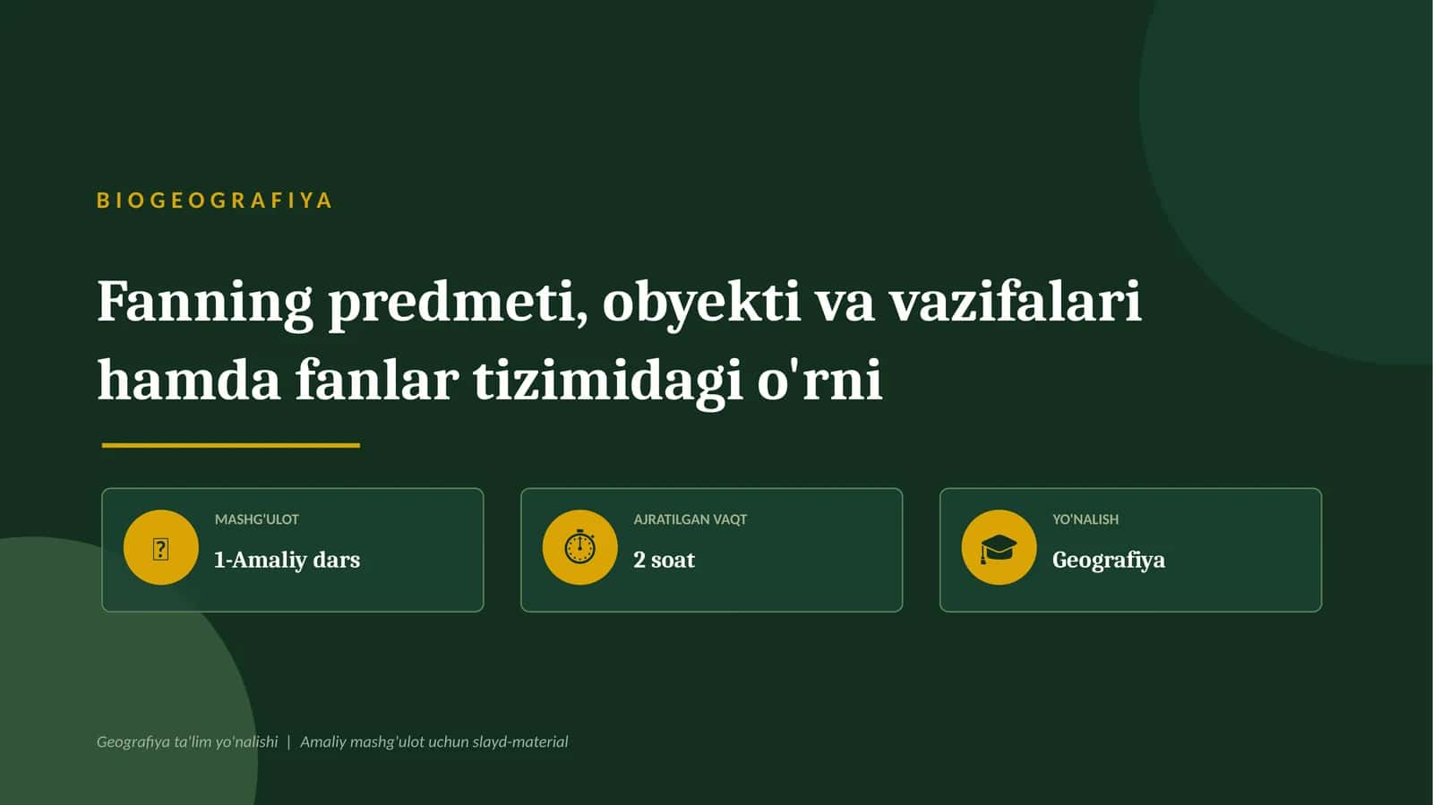 biogeografiya fanining maqsadi va vazifalari