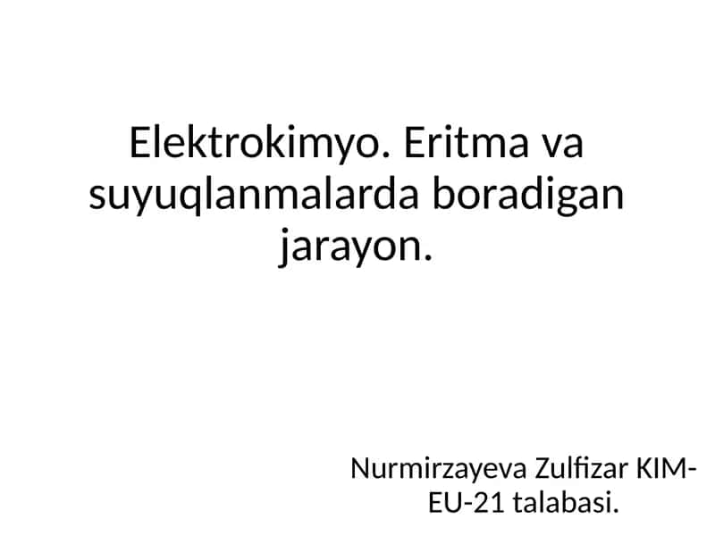 Elektrokimyo