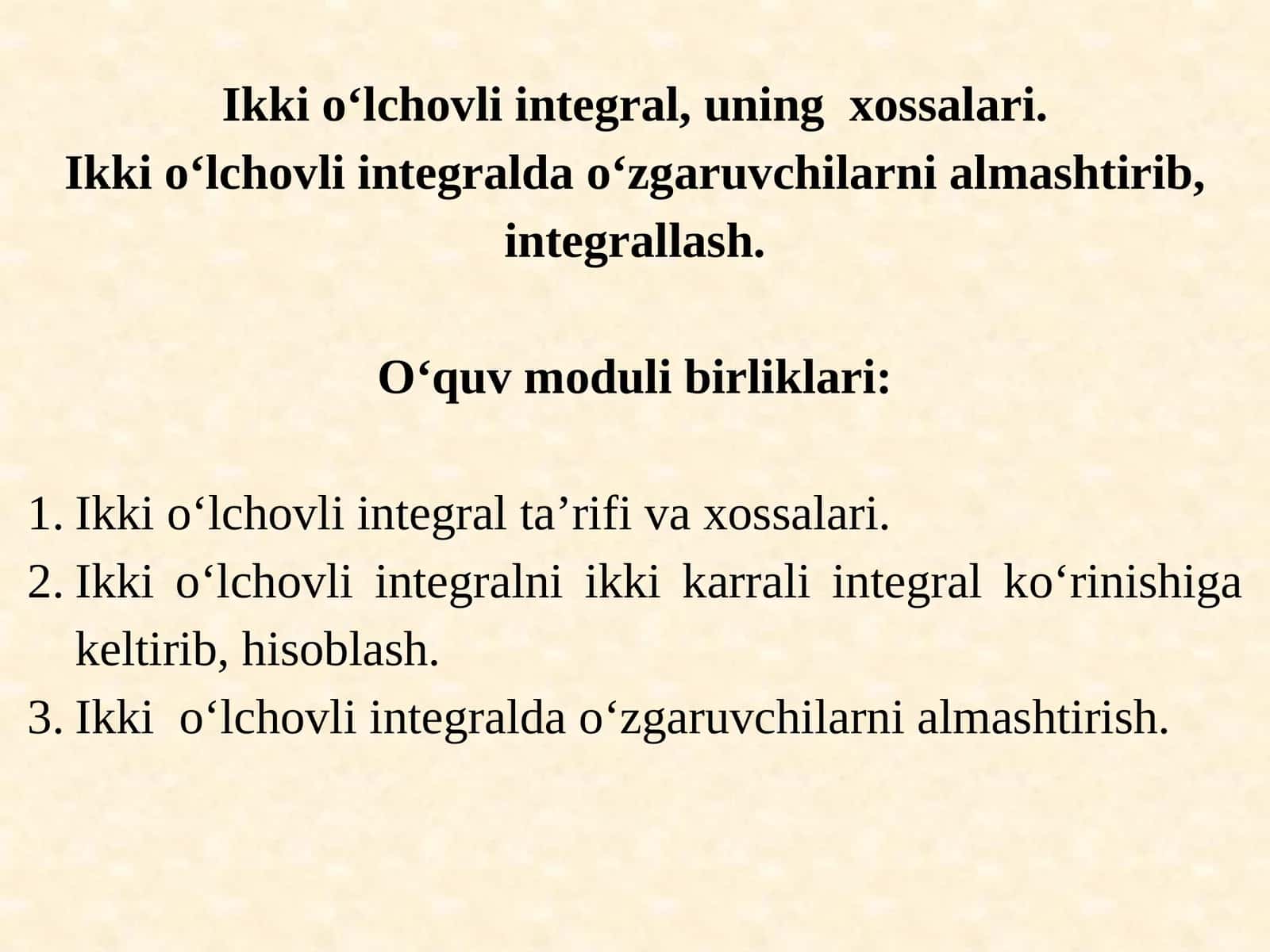Ikkiо‘lchovli integral