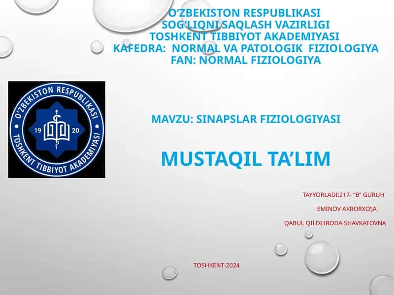 Sinapslar fiziologiyasi