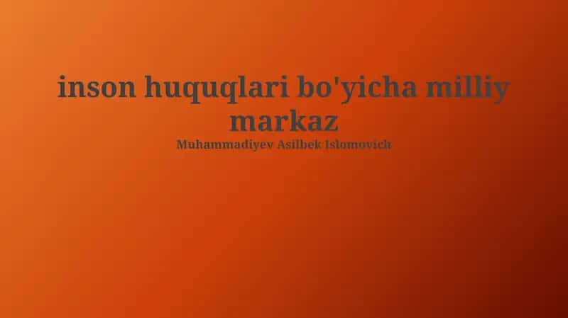 Inson Huquqlari Bo'yicha Milliy Markaz