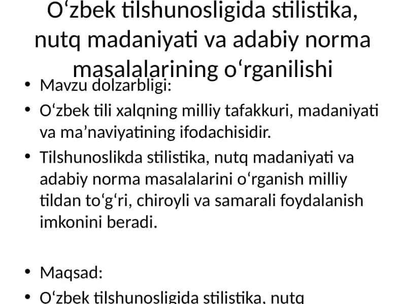 O'zbek tilshunosligida stilistika