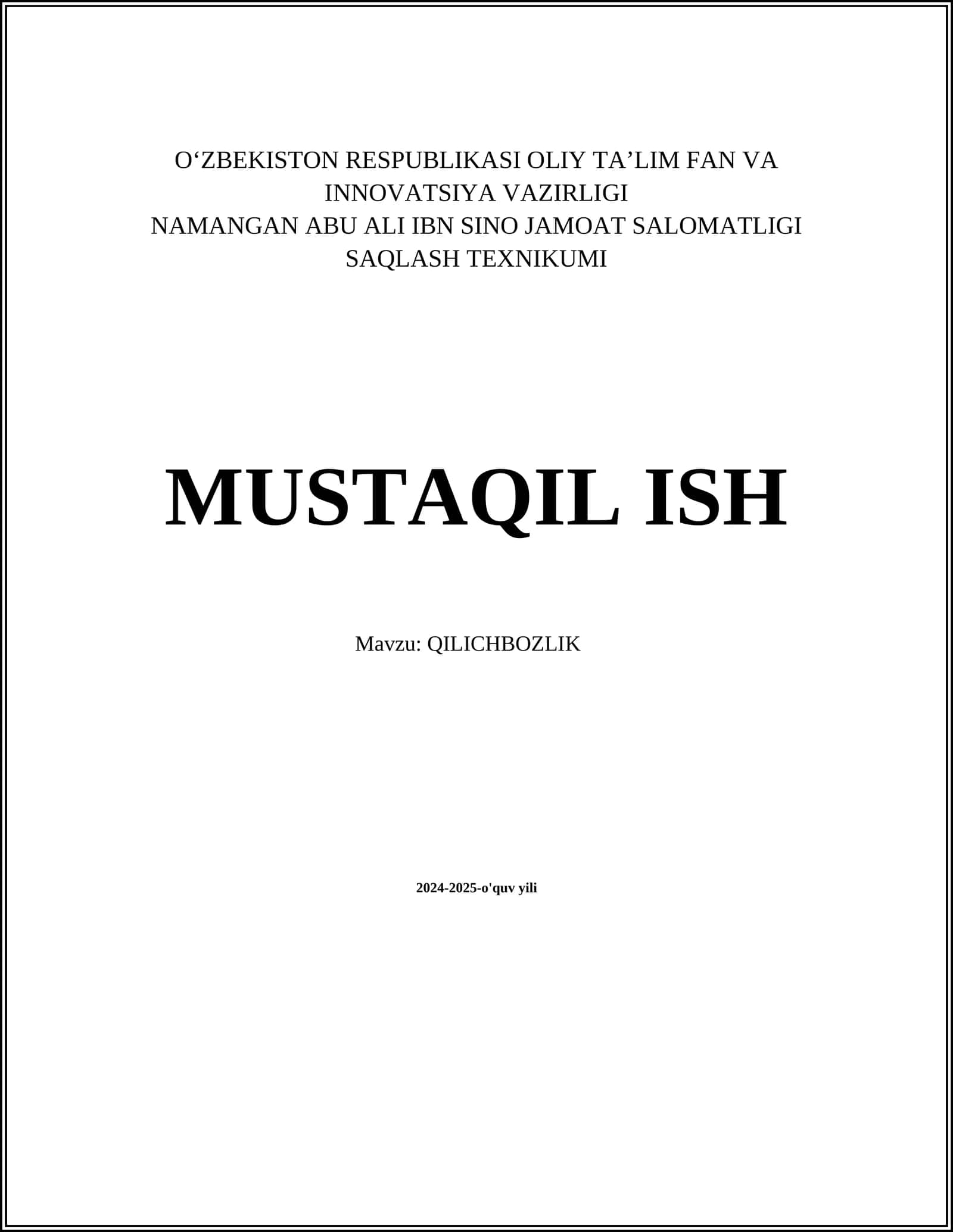 QILICHBOZLIK