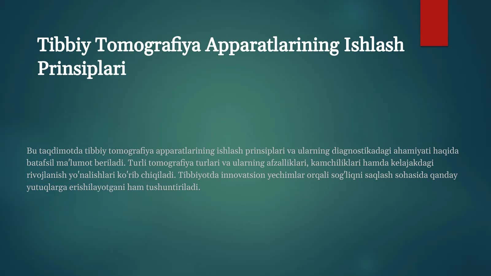Tibbiy Tomografiya Apparatlarining Ishlash Prinsiplari