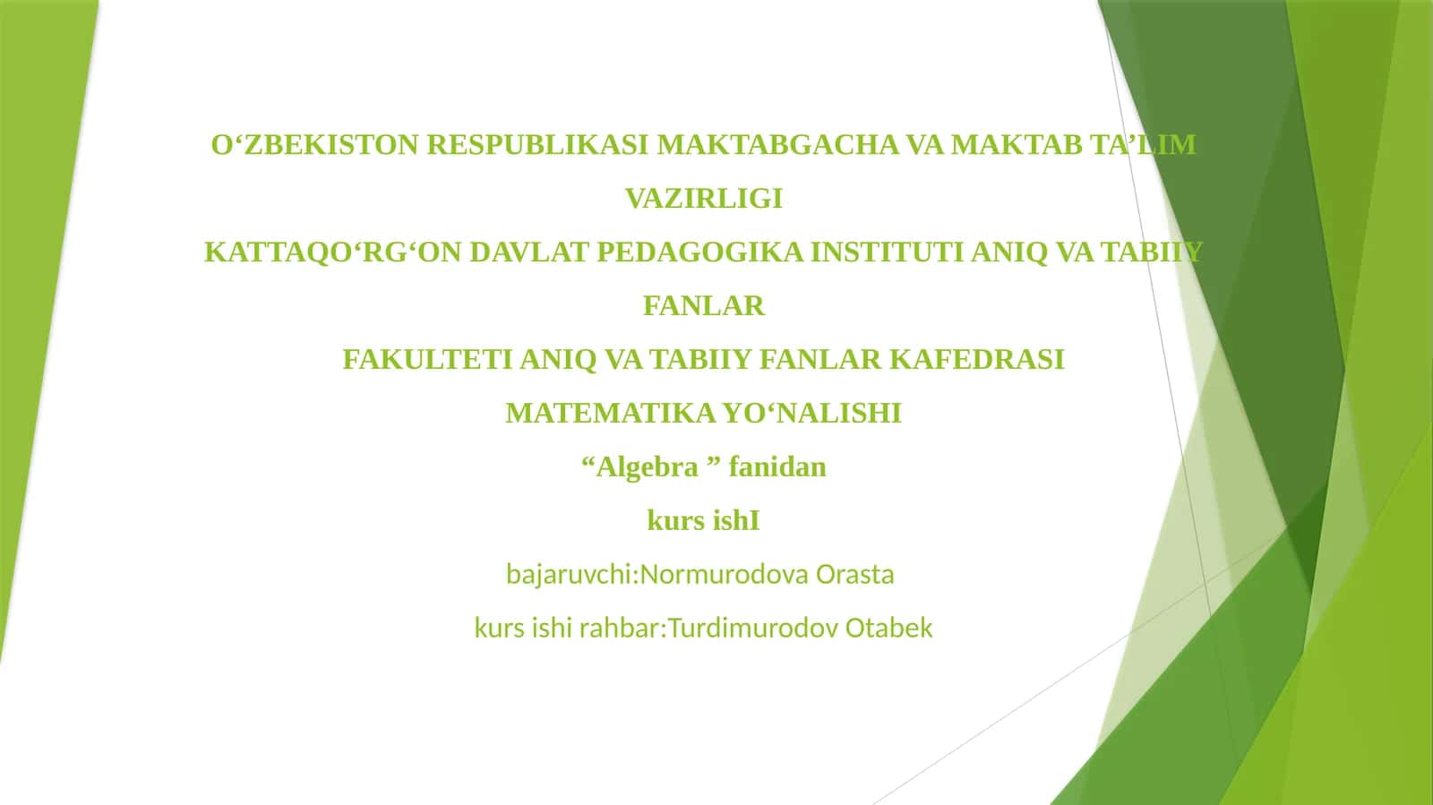 Algebra kursi