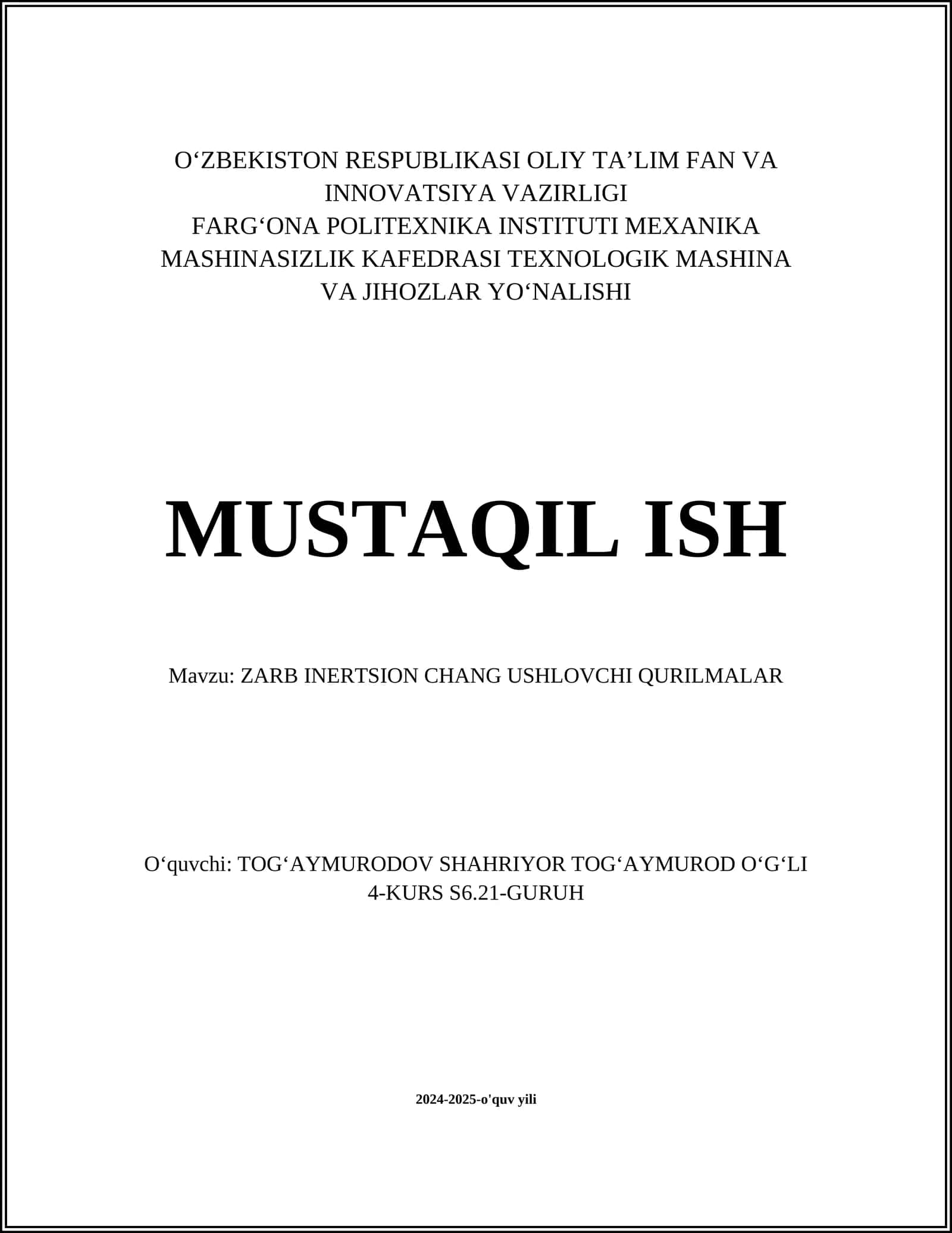 Zarba Inertsiya Kuchlari