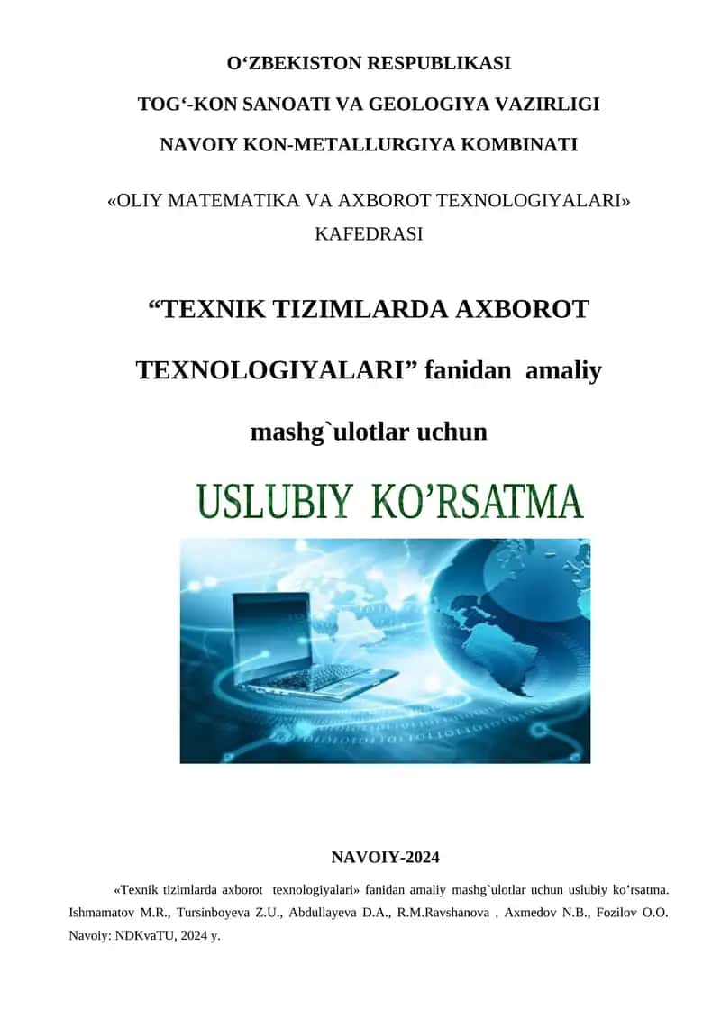 Texnik tizimlarda axborot texnologiyalari amaliy mashg'ulotlar