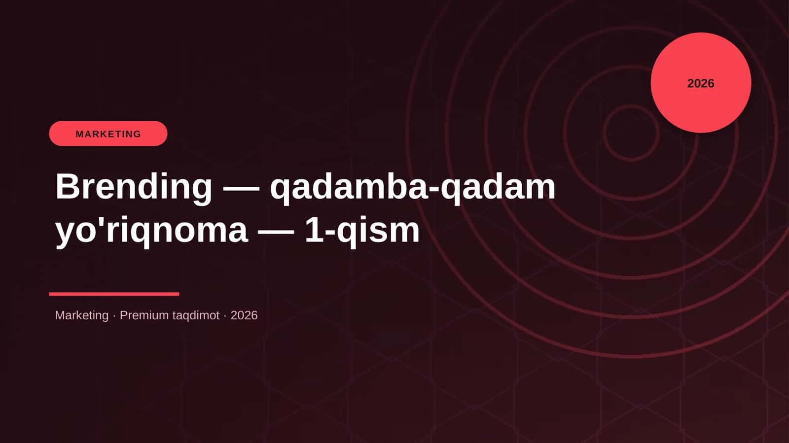 Brending — qadamba-qadam yo'riqnoma — 1-qism