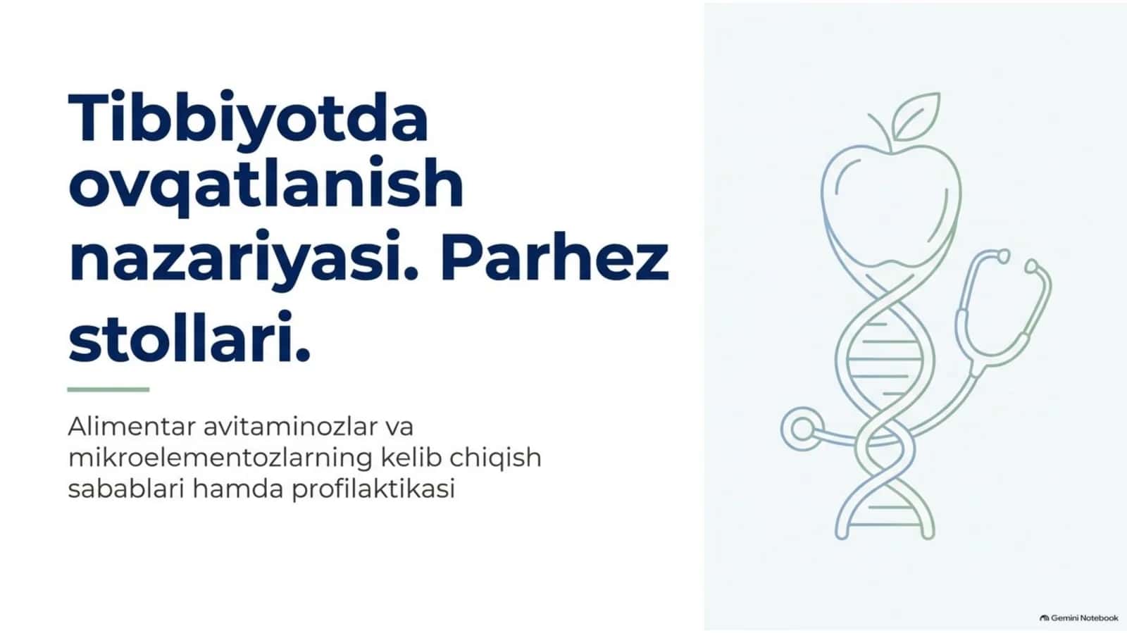 Tibbiyotda ovqatlanish nazariyasi, parhez stollari va alimentar avitaminozlar — 15 slayd