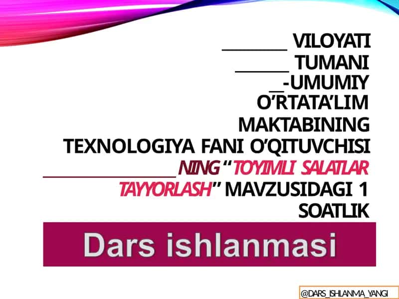 "TO’YIMLISALATLAR TAYYORLASH"