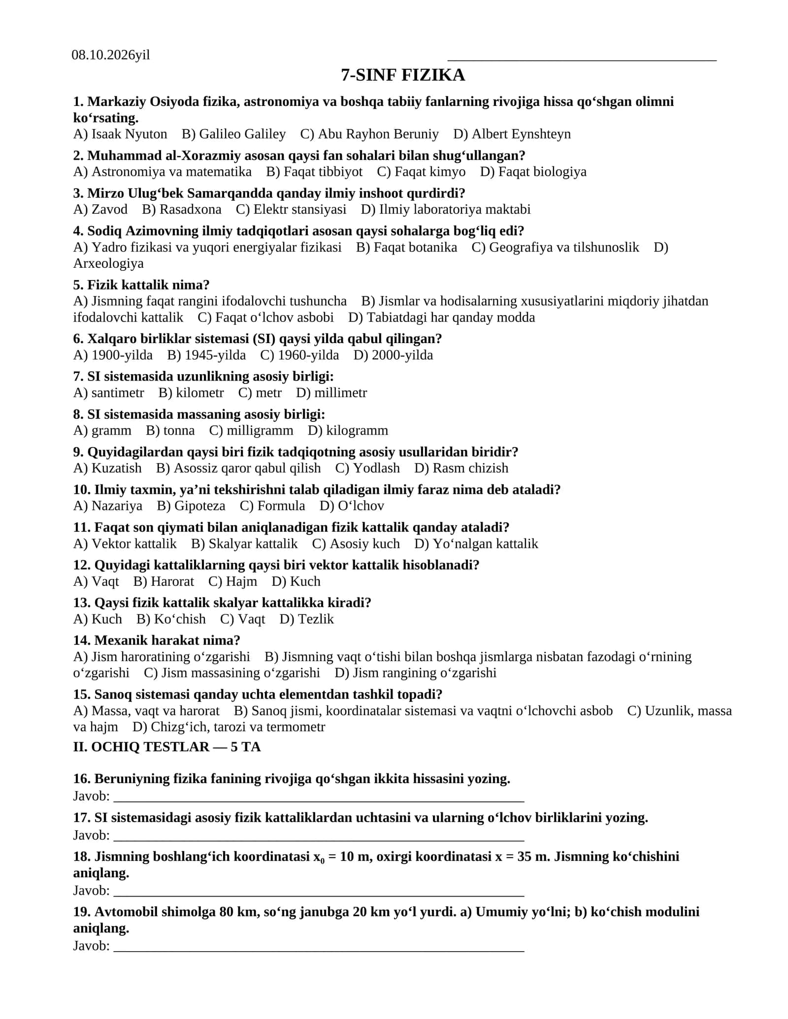 7-SINF FIZIKA