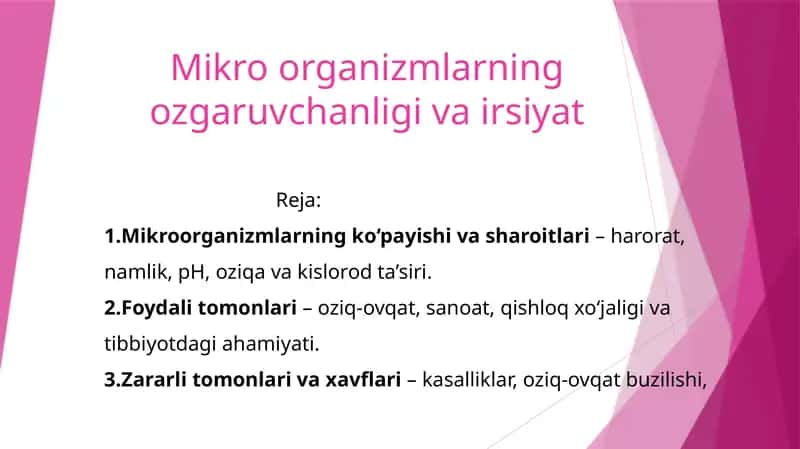 Mikroorganizmlarning ozgaruvchanligi va irsiyat