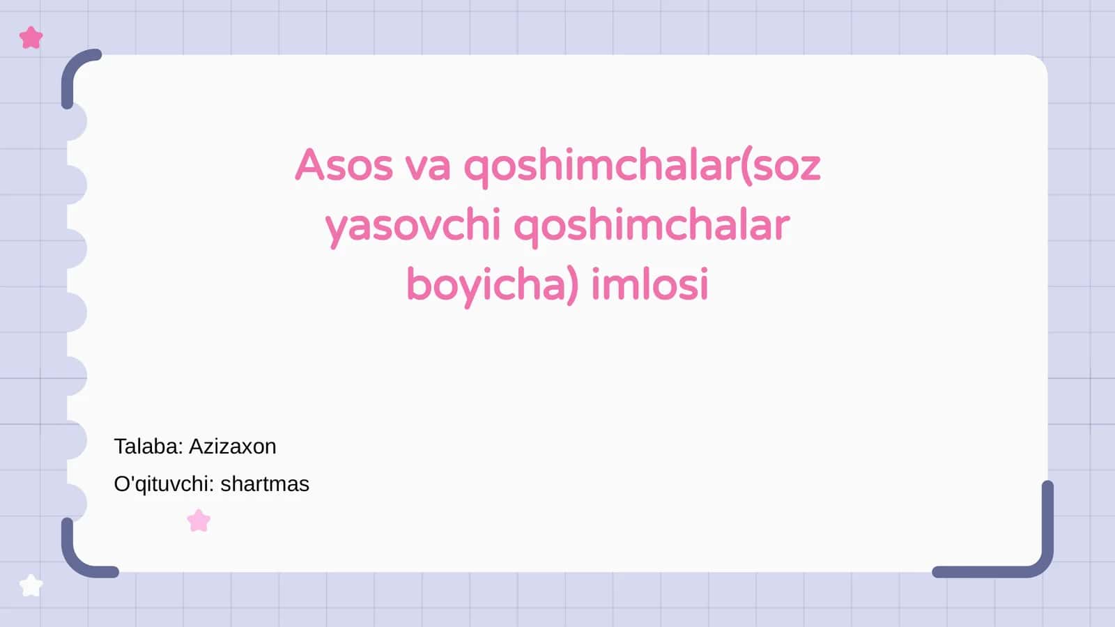 Asos va qoshimchalar(soz yasovchi qoshimchalar boyicha) imlosi