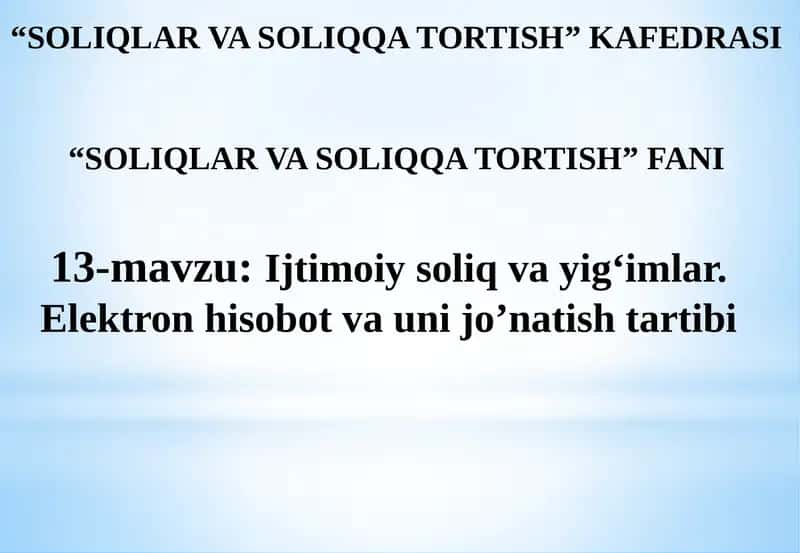 Ijtimoiy soliq va mahalliy yig’imlar