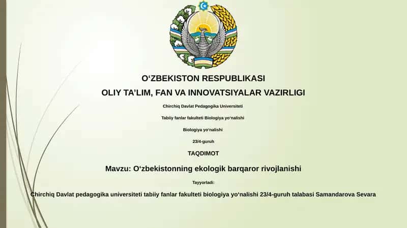 Oʻzbekistonning ekologik barqaror rivojlanishi