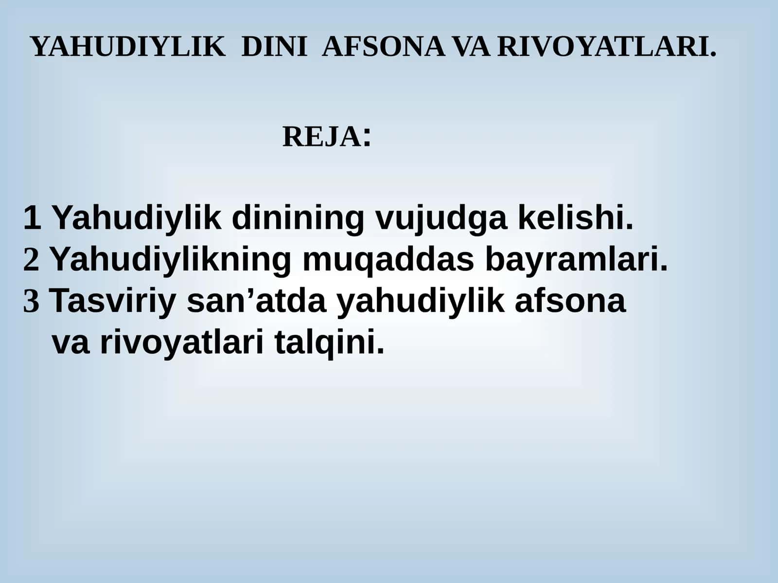YAHUDIYLIK DINI AFSONA VA RIVOYATLARI