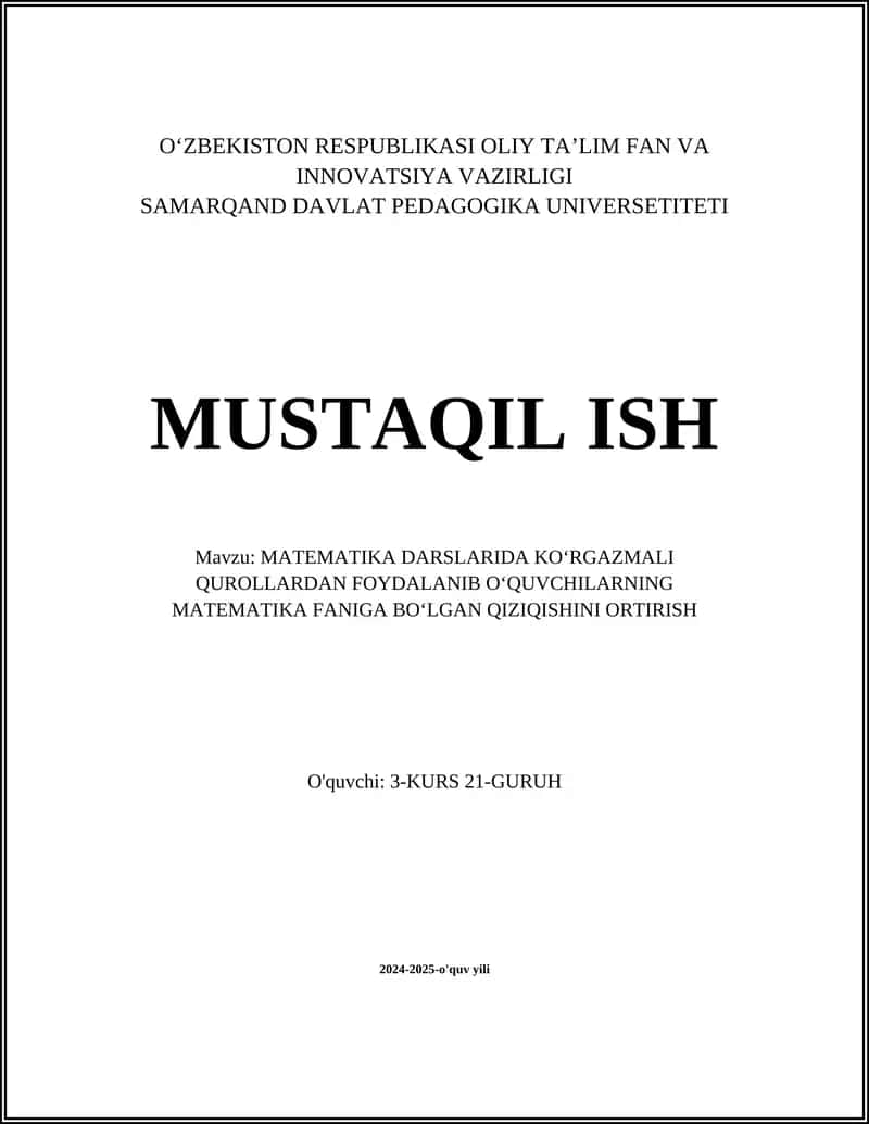 Matematik plakatlardan foydalanish