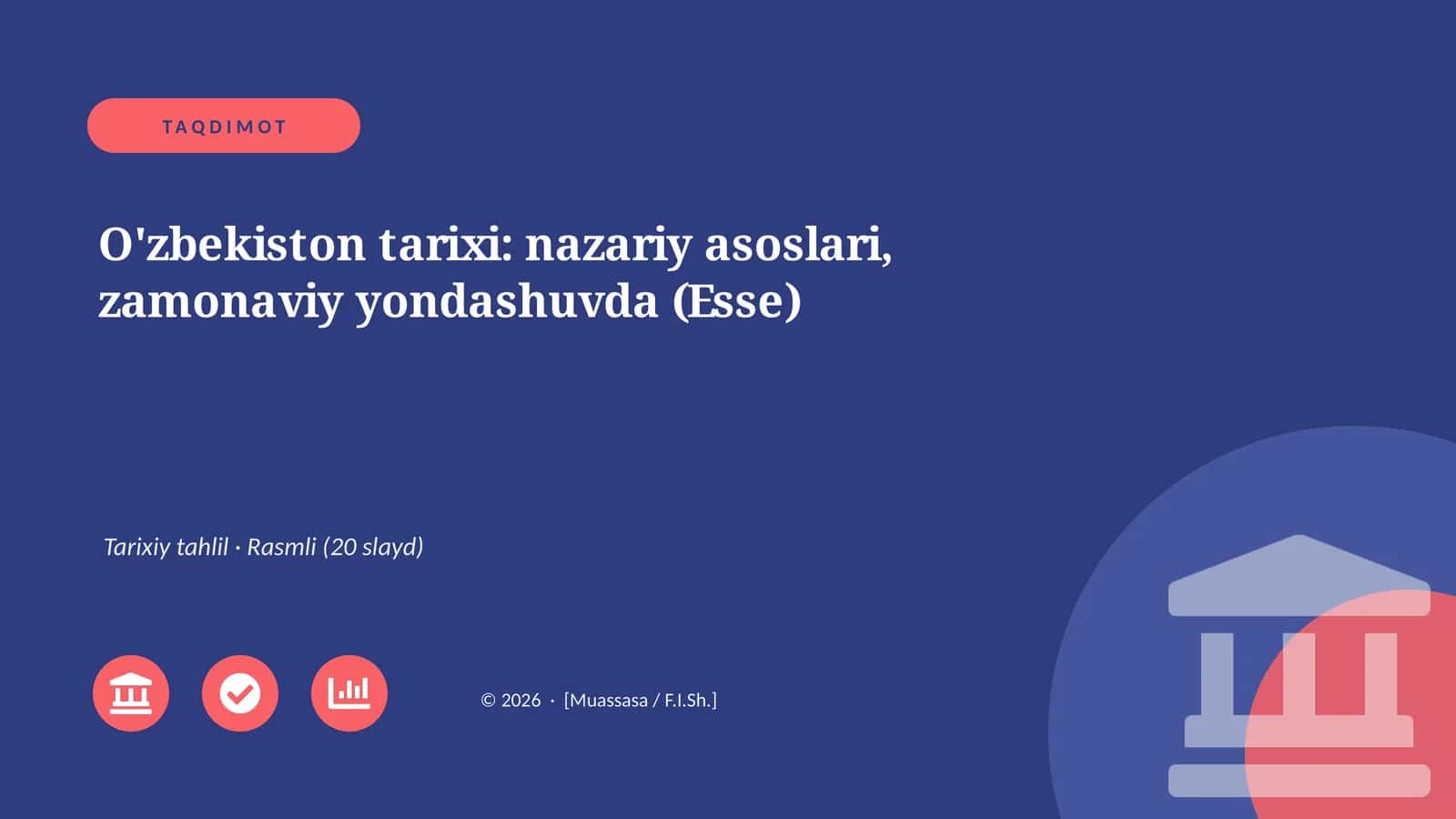 O'zbekiston tarixi: nazariy asoslari, zamonaviy yondashuvda (Esse)