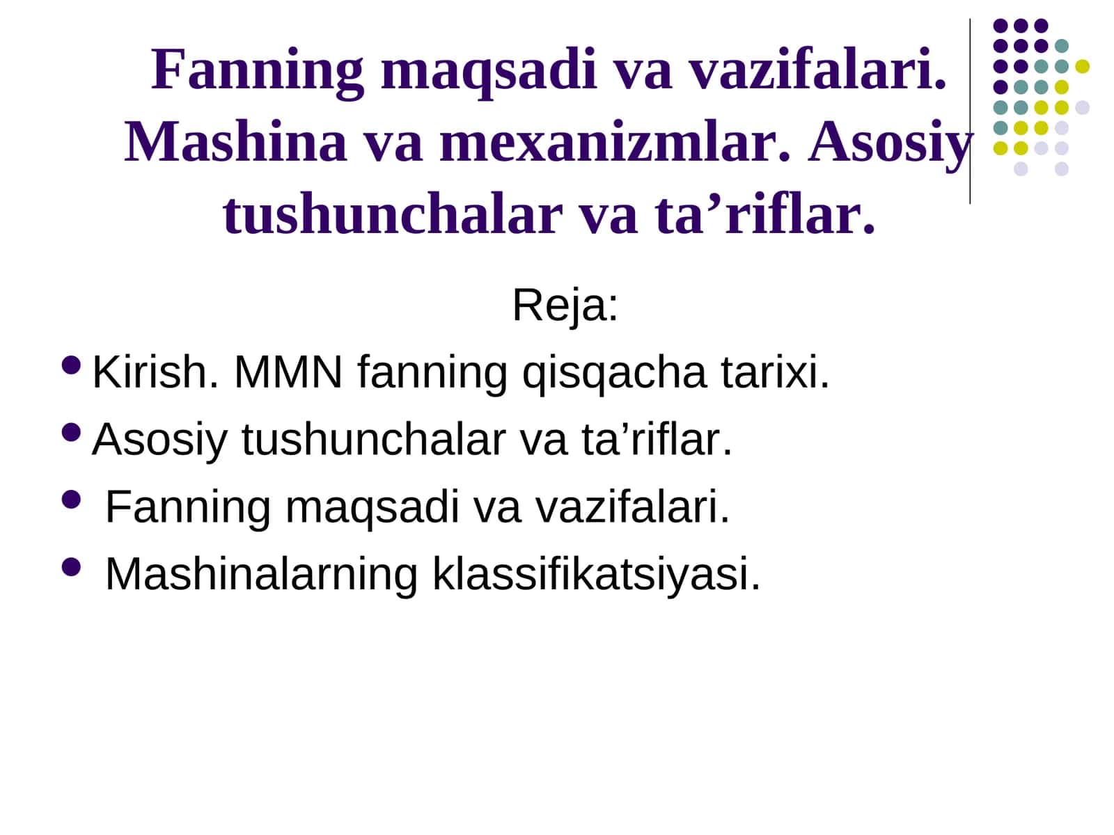 Fanning maqsadi va vazifalari