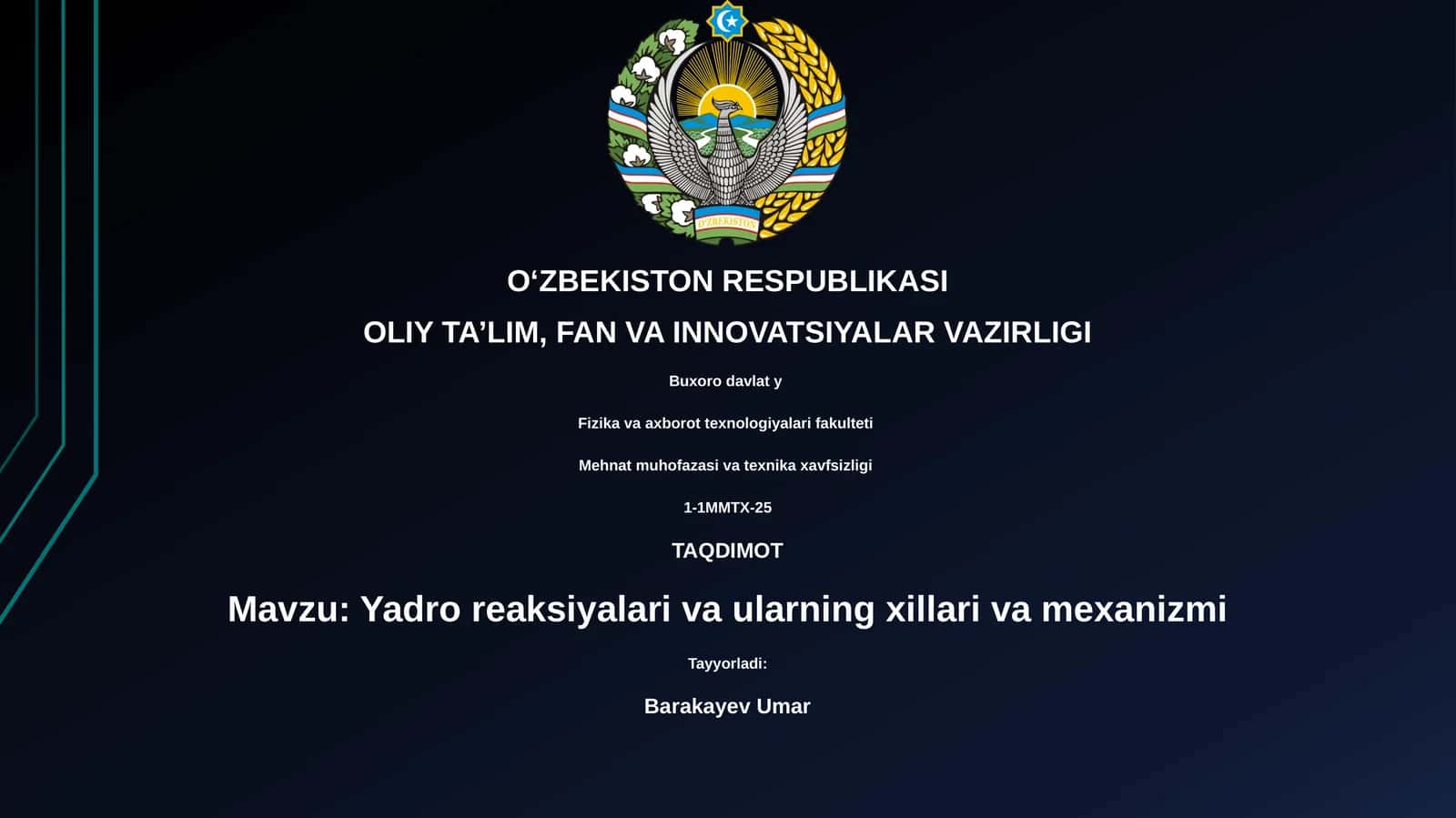 Yadro reaksiyalari va ularning xillari va mexanizmi