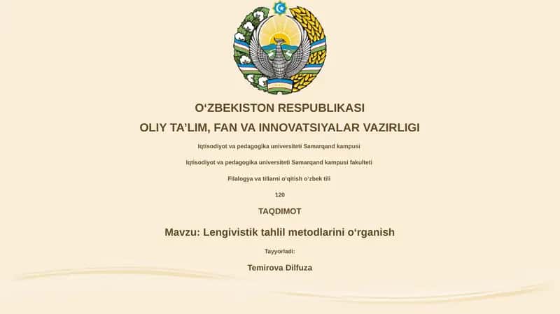 Lengivistik tahlil metodlarini oʻrganish