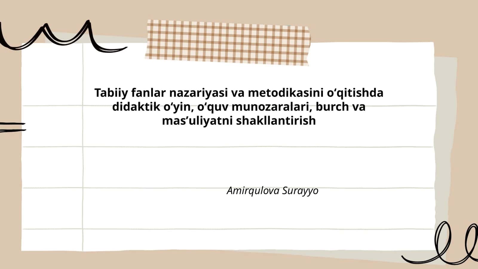 Tabiiy fanlar nazariyasi va metodikasini oʻqitishda
