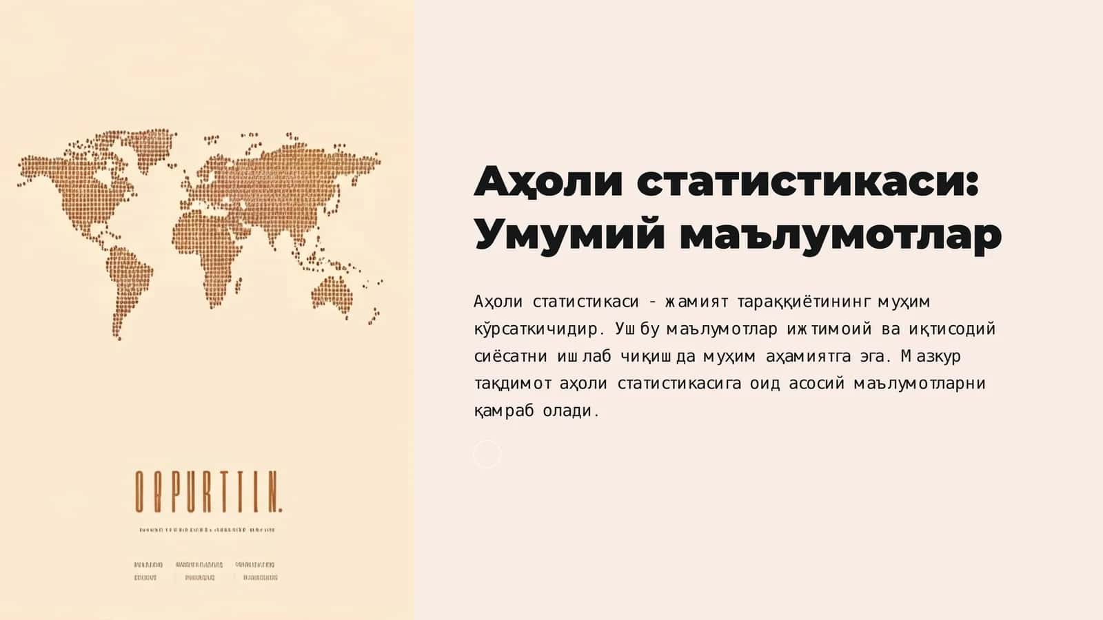 Аҳоли статистикаси: Умумий маълумотлар