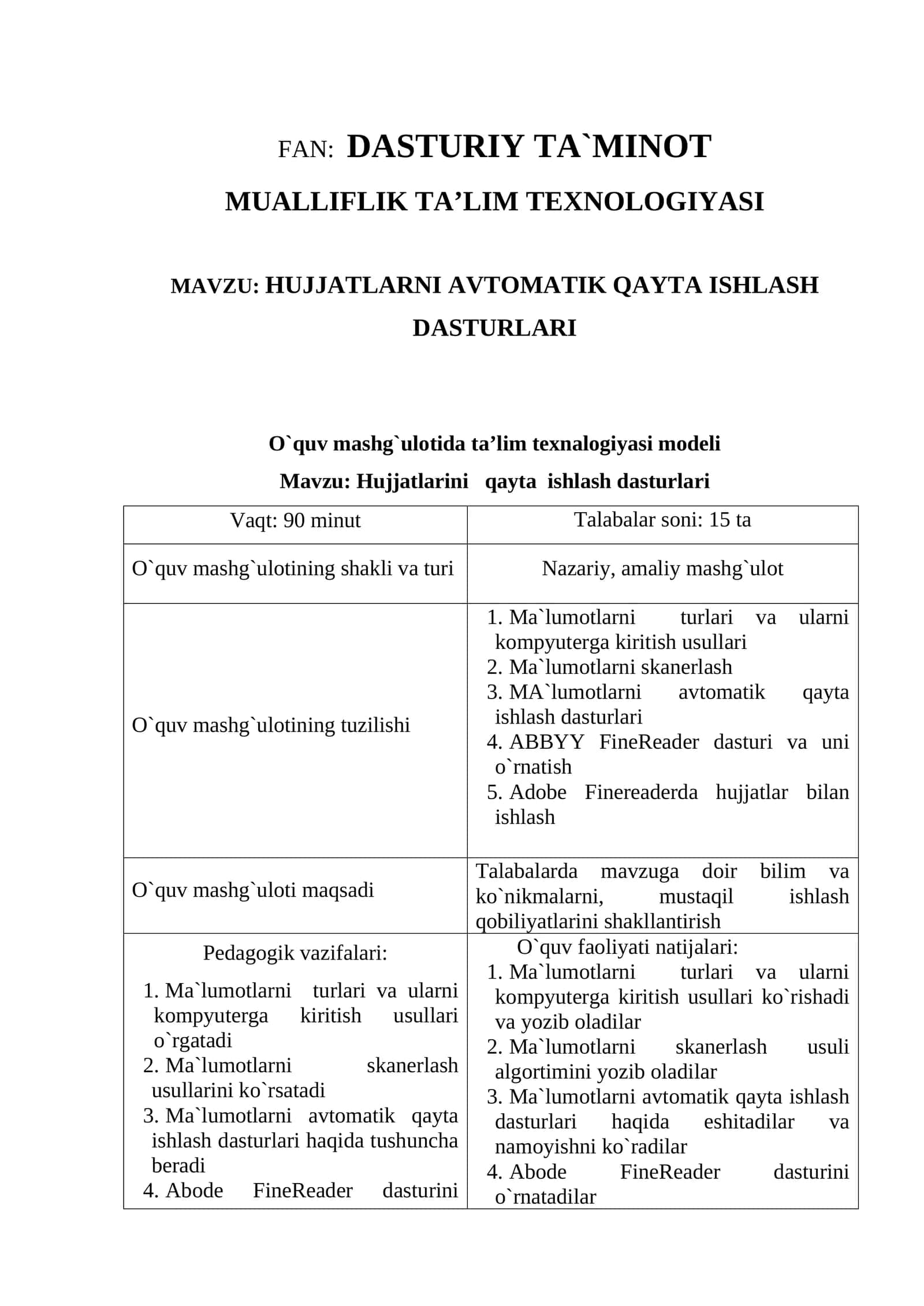 Hujjatlarini qayta ishlash dasturlari