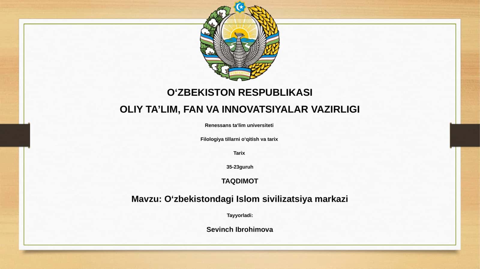 O'zbekistondagi Islom sivilizatsiya markazi