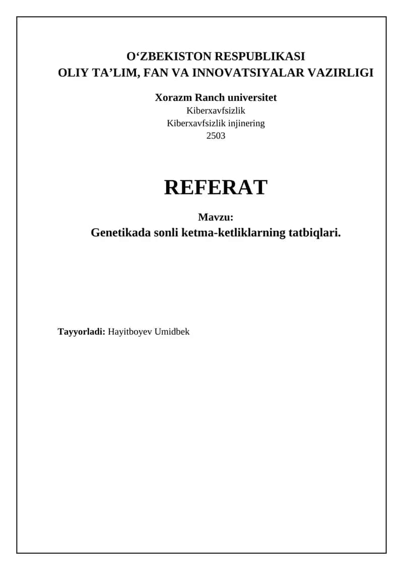 Genetikada sonli ketma-ketliklarning tatbiqlari