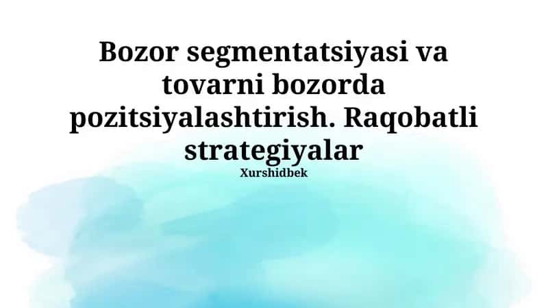 Mahsulot pozitsiyalashtirish strategiyalari