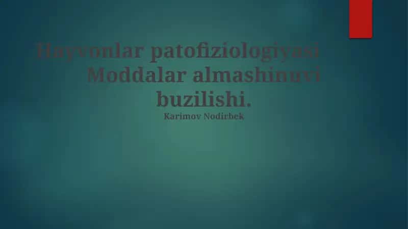 Hayvonlar patofiziologiyasi