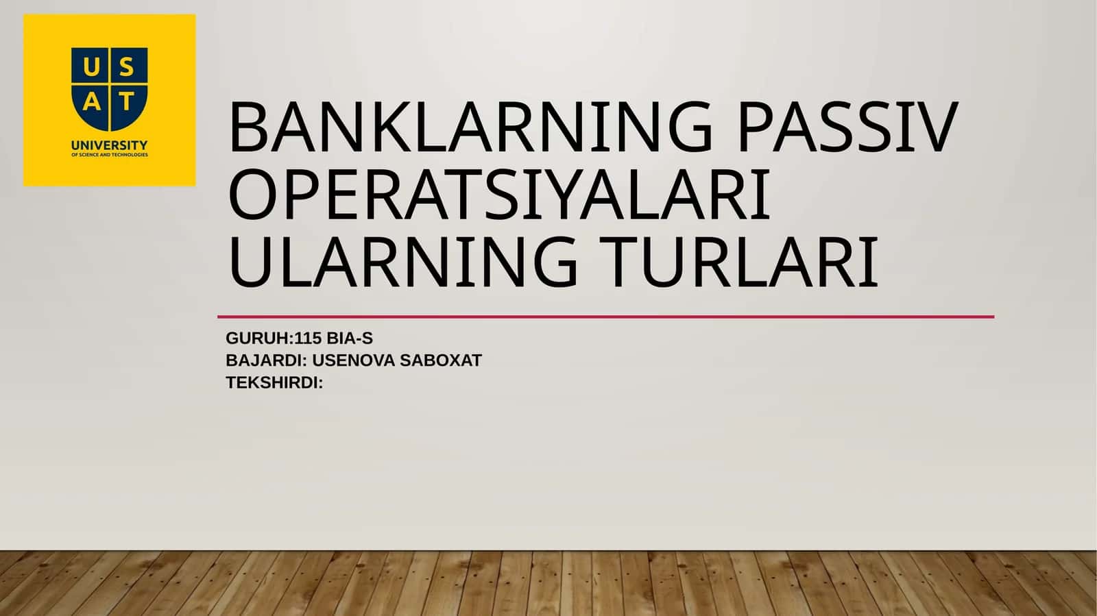 Tijorat Banklari va ularning operatsiyalari