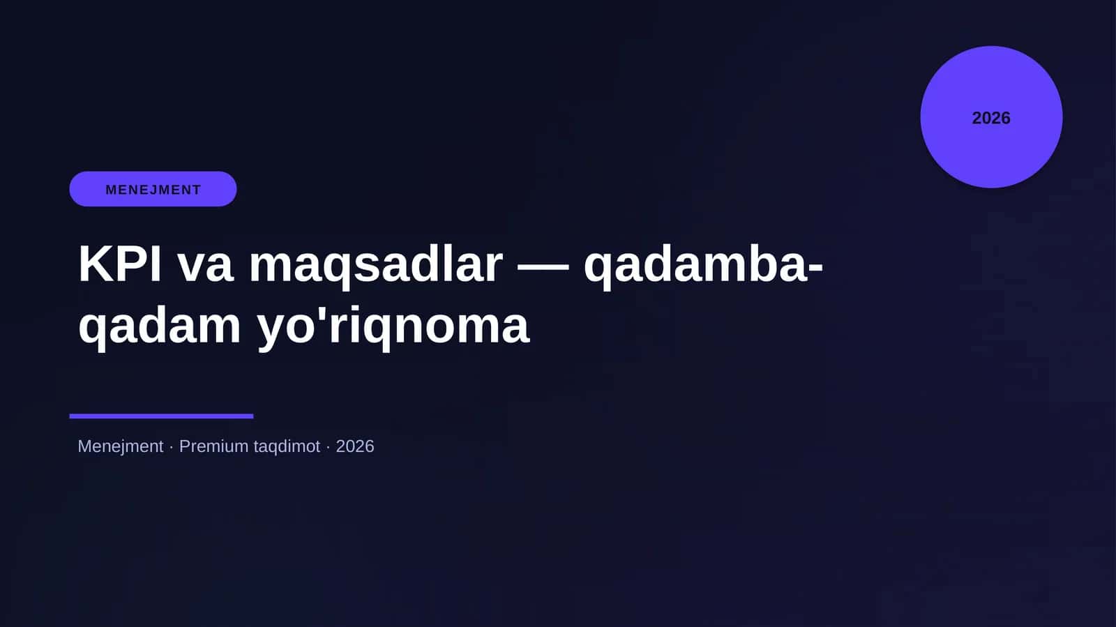 KPI va maqsadlar — qadamba-qadam yo'riqnoma