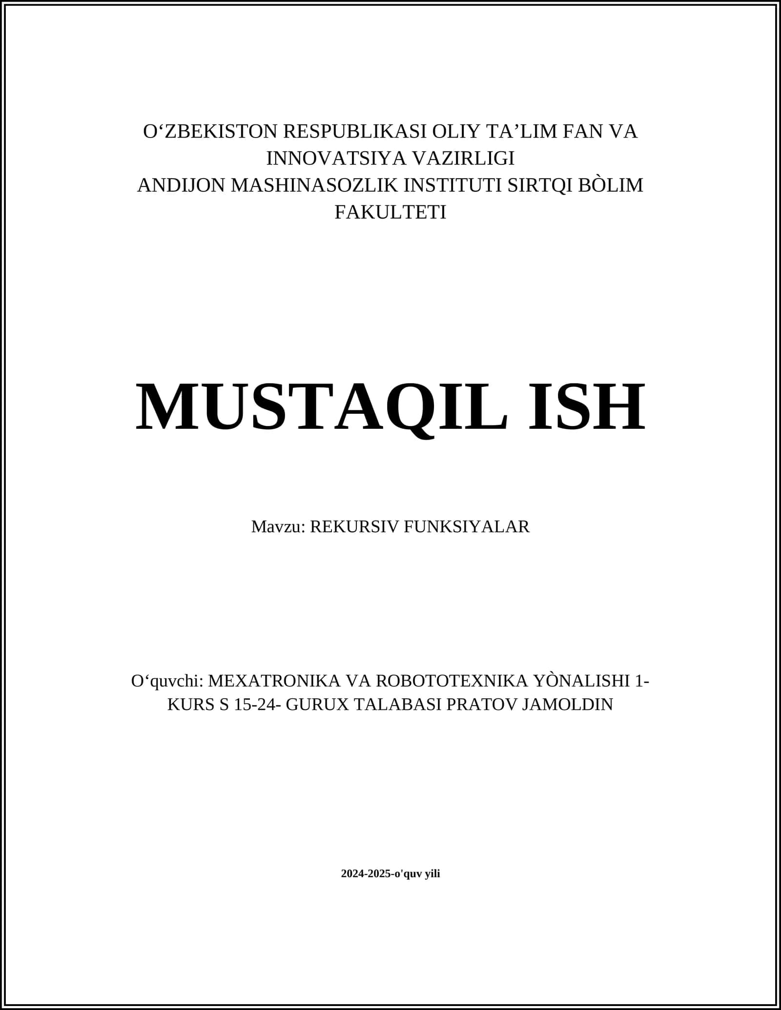 REKURSIV FUNKSIYALAR